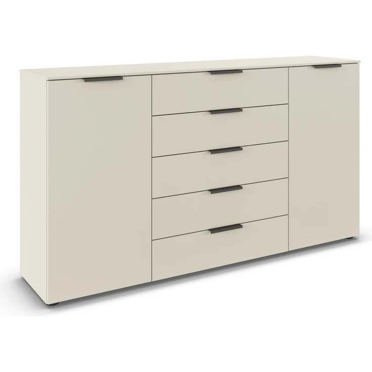 Rauch Möbel Flipp, Kommode für Schlafzimmer, Kinderzimmer, Wohnzimmer, Jugendzimmer, Flur, Garderobe, 2-türig, 5 Schubladen, mit Softclose-Funktion, Farbe Beige, Breite 180 cm – Bild 1
