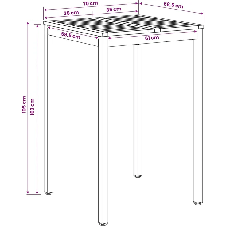 vidaXL Gartenbar-Tisch Natur und Kaffee 70 x 68,5 x 105 cm 901336 – Bild 8