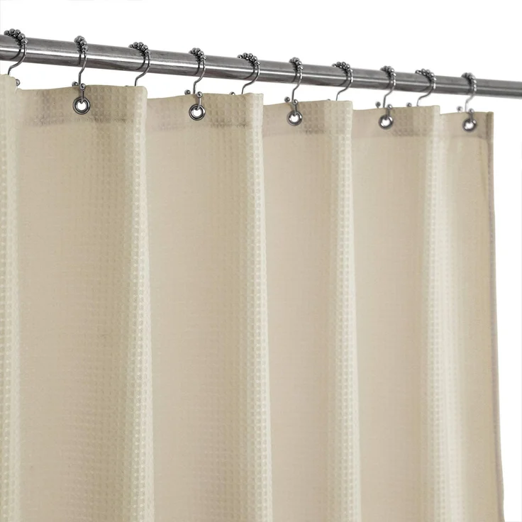 Barossa Design XL-Duschvorhang, Waffelgewebe, 243 cm Höhe, Hotel, Luxus, Spa, 230 GSM, schwer, wasserabweisend, maschinenwaschbar, cremefarben, 180x243 cm