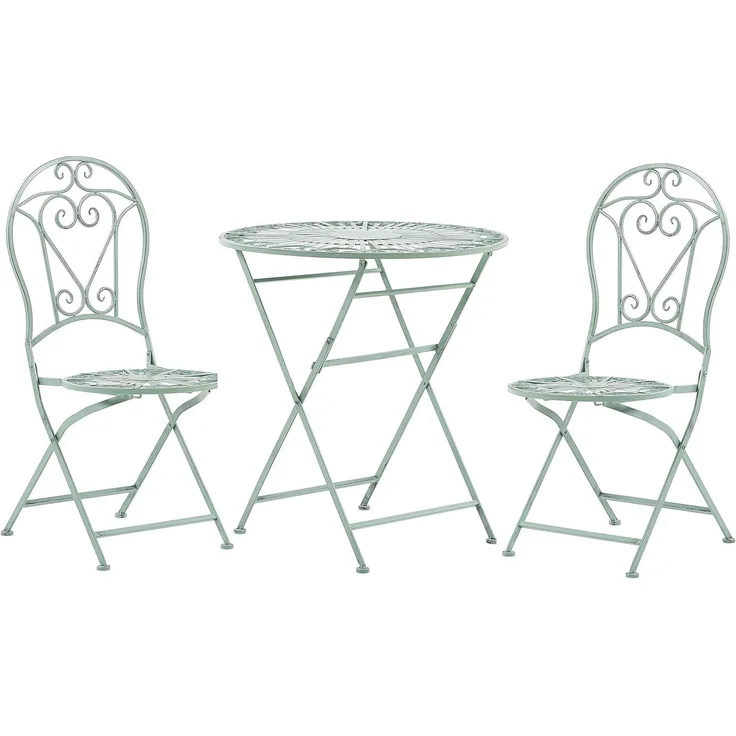 Beliani 'TRENTO' Bistro-Set, Metall Hellgrün