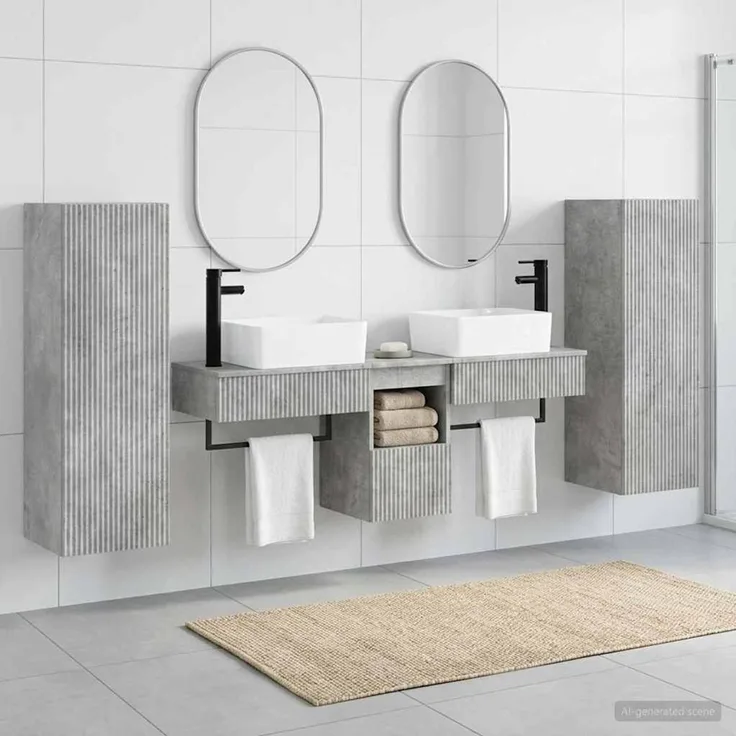 vidaXL Badezimmerschrank-Set 5 stk. Betongrau 136 x 35 x 80 cm 3405976