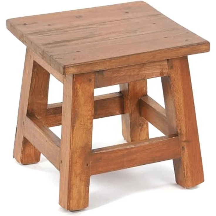 DESIGN DELIGHTS Hocker Fusshocker PALO, 27x26cm (HxB), rustikaler Holzhocker Massivhocker – Bild 2