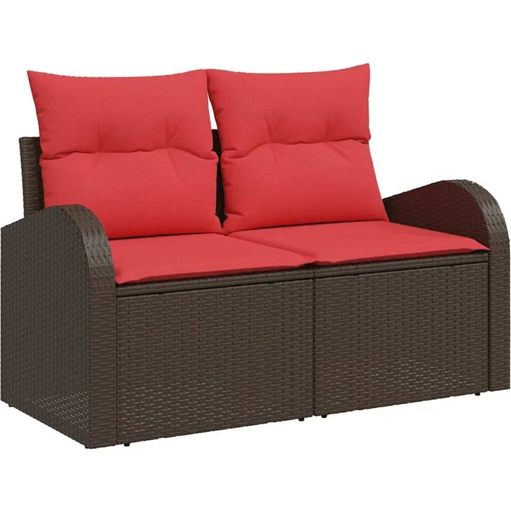 vidaXL Gartensofa-set mit Kissen 6 pcs Braun Poly Rattan 3346184 – Bild 6