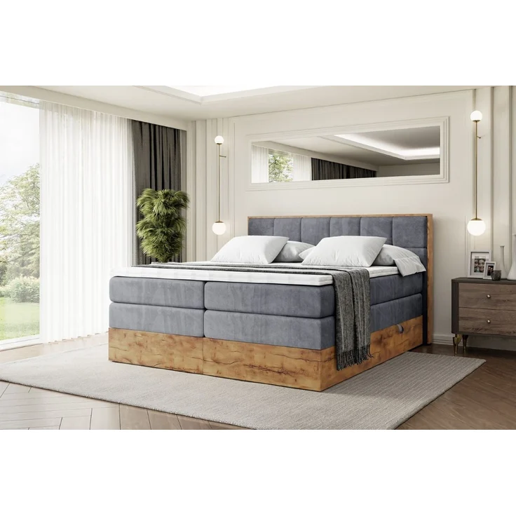 ALTDECOR Boxspringbett LOLLI7 KING (Multipocket-Matratze H4, H3 Matratze Bonellfederung, Topper, Kopfteil) – Bild 1