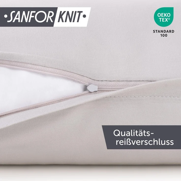 Blumtal Kissenbezug 60x60 cm (2er Set Kissenbezüge) - Hellgrau - 100% Baumwoll-Jersey, Oeko-Tex Zertifiziert, Kissenbezüge 60x60 - Jersey Kissenhülle für Deko-Kissen 60x60 mit Reißverschluss – Bild 3