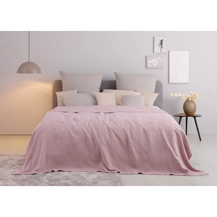 my home Tagesdecke Mira, leichte Tagesdecke aus 100% Baumwolle, uni Überwurf, ohne Füllung – Bild 1
