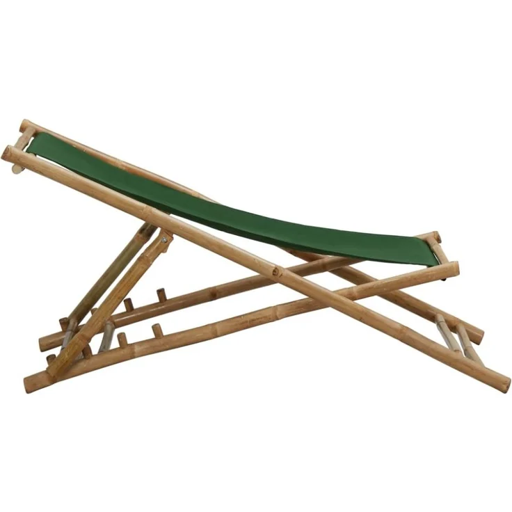 vidaXL Liegestuhl Bambus und Canvas Grün 313021 – Bild 8