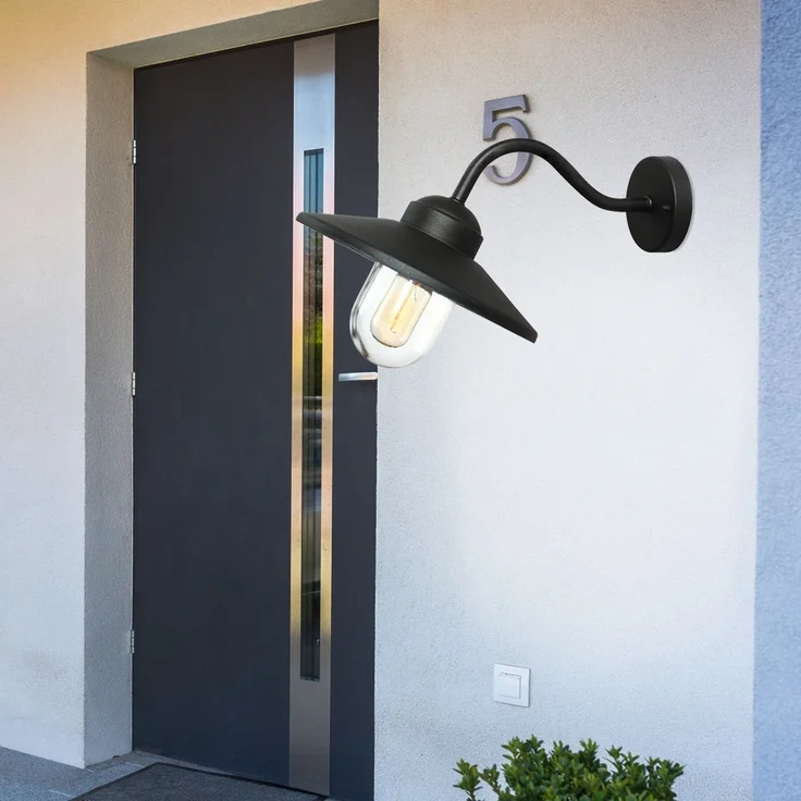 Außenleuchte, Wandlampe, Edelstahl, Schwarz, H 25,5 cm – Bild 1