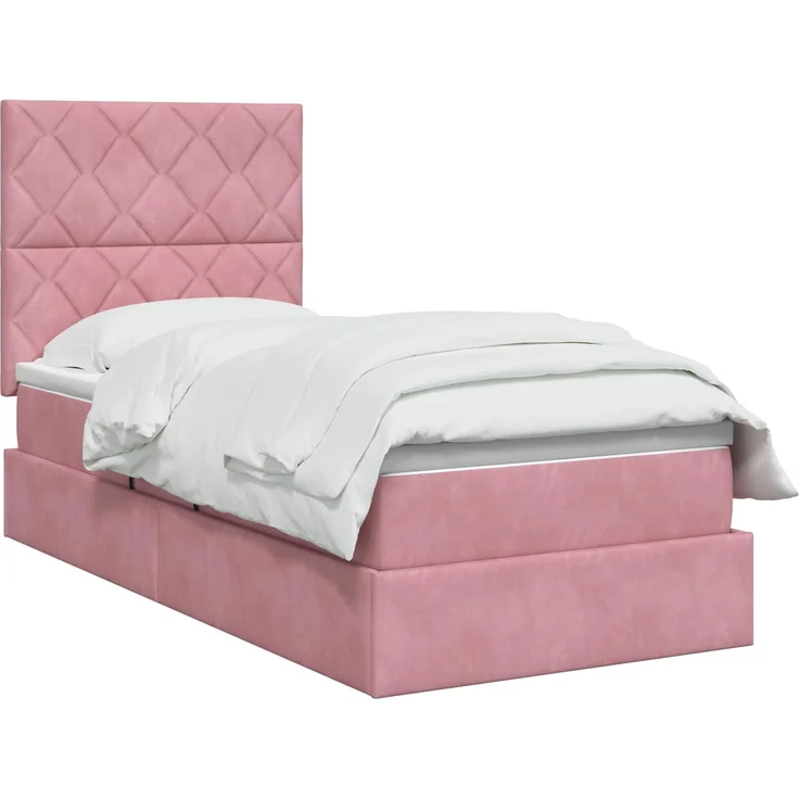 vidaXL LED-Speicherbett mit Matratze Rosa 90 x 200 cm Samt 3460169 – Bild 3