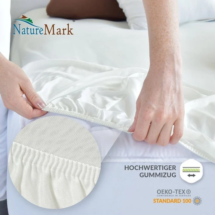 NatureMark - Mikrofaser SPANNBETTLAKEN zum Sparpreis! viele Größen und Farben Markenware (140x200-160x200 cm, Natur/Creme) – Bild 2