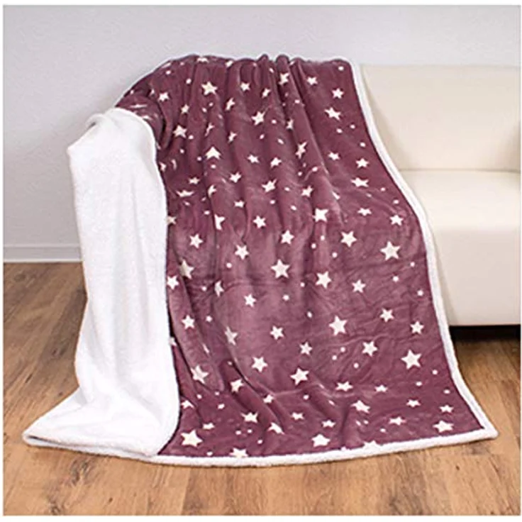 Wohndecke Soft Flanell Sterne Kuscheldecke mit Sherpa Fell, heimtexland, Sofadecke 150x200 I extra dick I warm I kuschelig weich – Bild 7