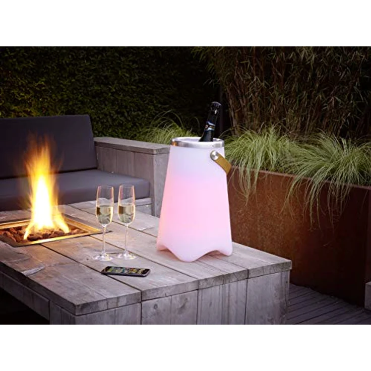 Reality Leuchten LED Außen-Tischleuchte JAMAICA, Bluetooth-Lautsprecher, Farbwechsel, LED fest integriert, Farbwechsler, Outdoor-Sektkühler – Bild 8