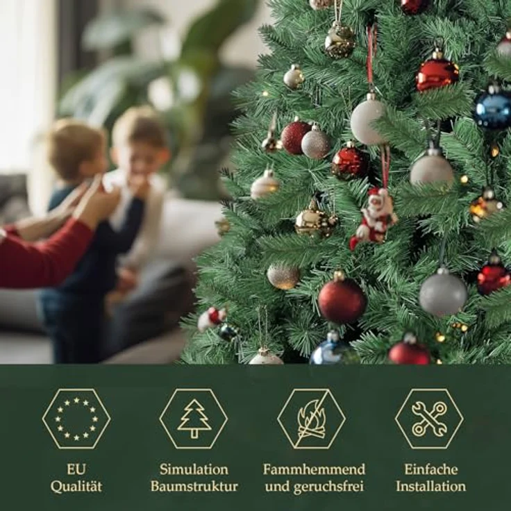 Salcar Künstlicher Weihnachtsbaum PVC Weihnachtsbaum Künstlich Tannenbaum Christbaum mit Metallständer, mit Automatisches Aufklappsystem, 240cm mit 1168 Spitzen – Bild 6