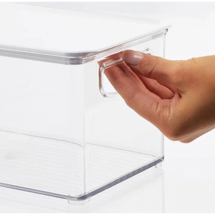 mDesign Organizer Box Aufbewahrung Ablage Deckel Griff 2er-Set Transparent/Weiß – Bild 6