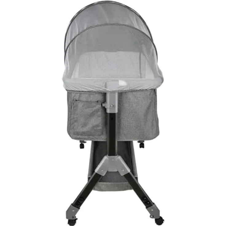 HUOLE 3 in 1 Beistellbett & Babywiege & Reisebett, 4-stufig Höhenverstellbares Babybett, neigbar, Kinderbett, Stubenwagen für Babys bis 25kg belastbar-104 * 52 * 100-110cm – Leinengrau – Bild 8