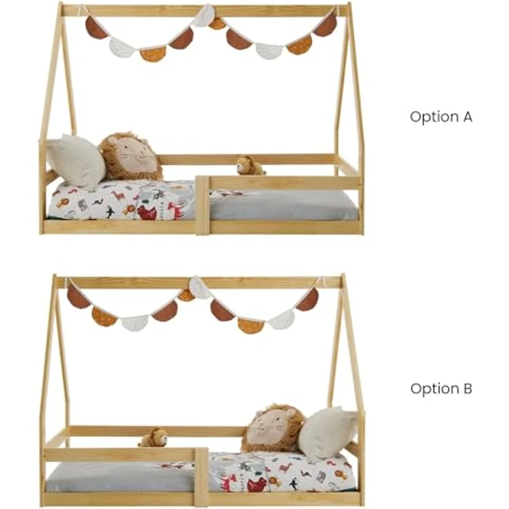 IDIMEX Hausbett TAMI Kinderbett in Hausform, 70x140 cm, Natur, Kiefernholz Kinderbett mit Rausfallschutz, ideal zum Schlafen und Spielen, Bodenbett, Montessori – Bild 9