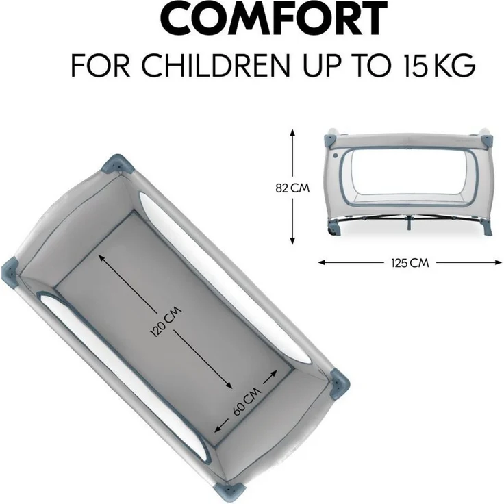 Hauck Baby-Reisebett Sleep N Play Go Plus XXL Set - Dusty Blue, Kinder Reisebett mit Matratze, Spannbettlaken & Insektenschutz faltbar – Bild 3