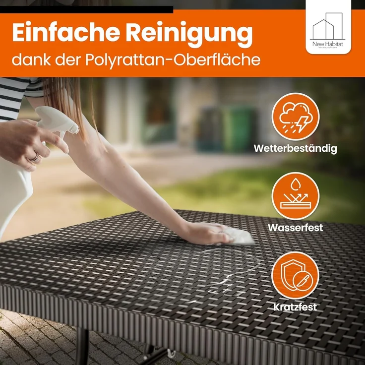 NewHabitat Gartentisch Buffettisch klappbar I Gartentisch klappbar Polyrattan, Klappbar – Bild 4
