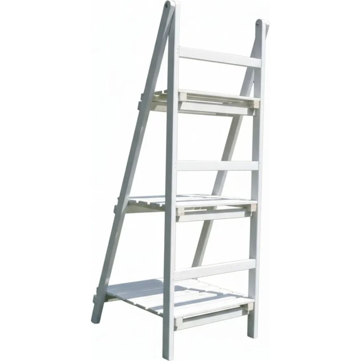 Blumentreppe 3 Etagen Blumenregal Weiß Blumenständer Pflanzenampel Blumenhocker Holz Natur Blumenbank Pflanzregal – Bild 4