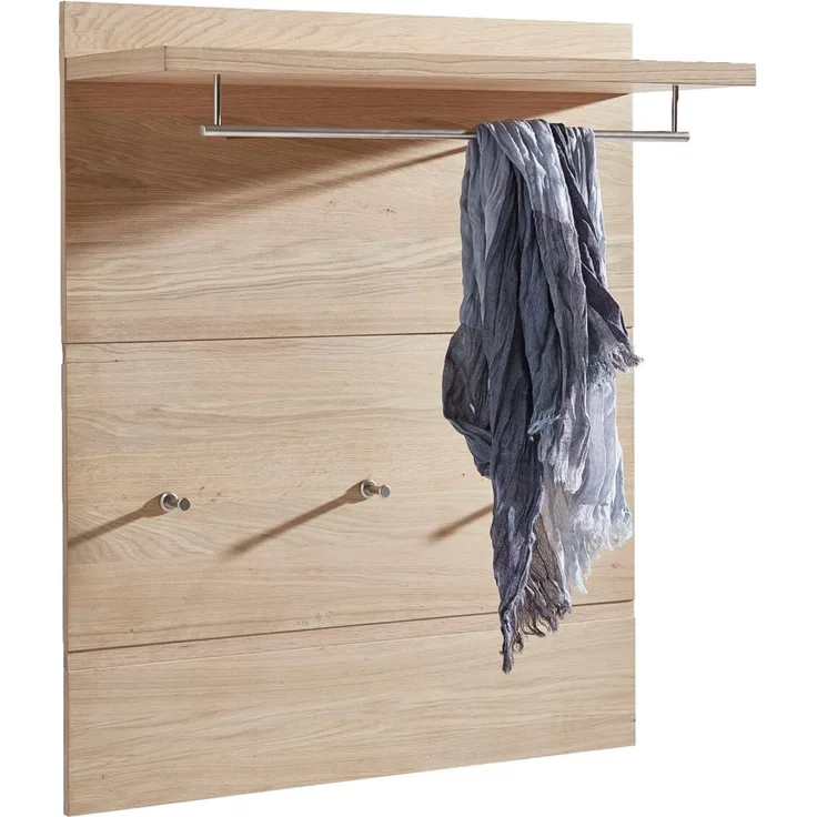 Linea Natura 'MILE' Garderobenpaneel, Holzfurnier Wildeiche, 85 x 100 x 31.5 cm, mit Ablagefläche und Kleiderstange
