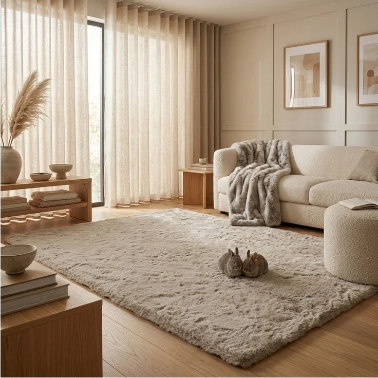 Consilio Concept Fellteppich Teppich Hasenfell Imitat CLOUD Fell Hochflor rechteckig Höhe: 39 mm, Rechteckig – Bild 3