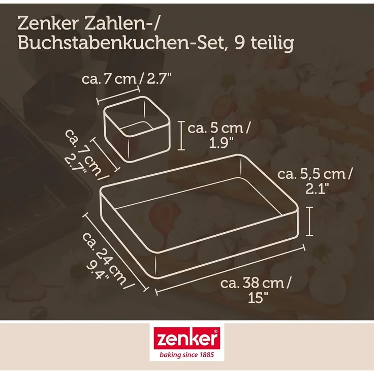 Zenker Springform Backform-Set für Zahlen und Buchstaben, Kuchenformen, 9-teilig – Bild 4