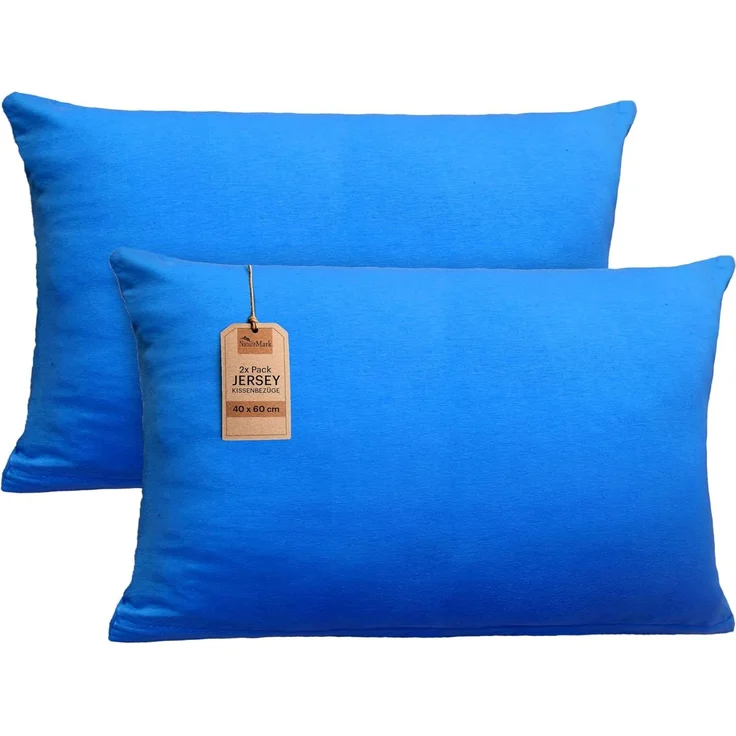 NatureMark 2er Pack Jersey Kissenbezug Kissenhülle Kissenbezüge Seitenschläferkissen Nackenkissen viele Größen und Farben ÖKO-TEX (40x60 cm (Nackenkissen geeignet), Royal blau) – Bild 1