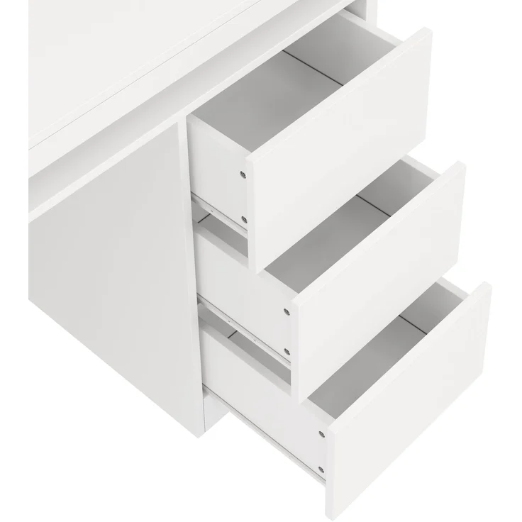 ZUBALIYA Moderner LED-Schreibtisch 120×50×78,5 cm – Computertisch mit drei Schubladen, verlängerter und verbreiterter Arbeitsfläche, verstärkten Beinen, einstellbarer LED-Beleuchtung, geeignet für Homeoffice – Bild 12