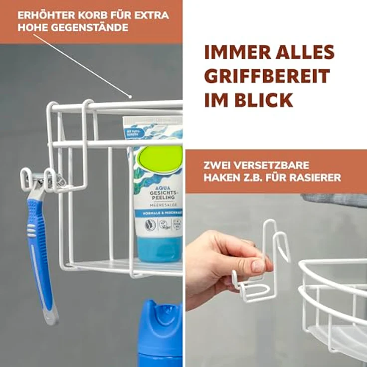 bremermann Teleskop-Eckregal, 4 Körbe, Stahl weiß, 30,5 x 8,5 x 292 cm – Bild 5
