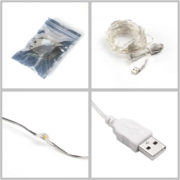 SALCAR 10 m Kupferdraht Lichterkette USB, 100er LED – Bild 7