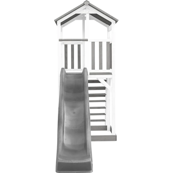 AXI Beach Tower Spielturm aus Holz in Weiß & Grau Spielhaus für Kinder mit grauer Rutsche und Sandkasten | Weiß, grau, grau | Holz | 349 cm – Bild 2