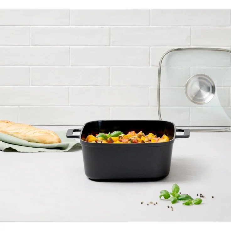 Homeware Braten- & Schmortopf, Aluminium schwarz, 24 x 10.5 x 24 cm, inkl Deckel – Bild 5