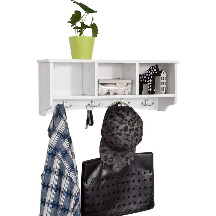 Wandgarderobe,Hängeregal,Bücherregal, Wandschrank,mit 4 Haken,FRG48-W