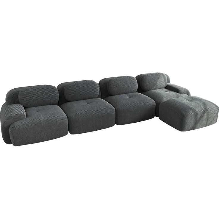 4-Sitzer Ecksofa mit 32D hochelastischer Polsterung,rutschfest mit Chaiselongue extra-breite Armlehnen frei kombinierbar ohne Montage für Büro Wohnzimmer und Heimkino,Grey, – Bild 6