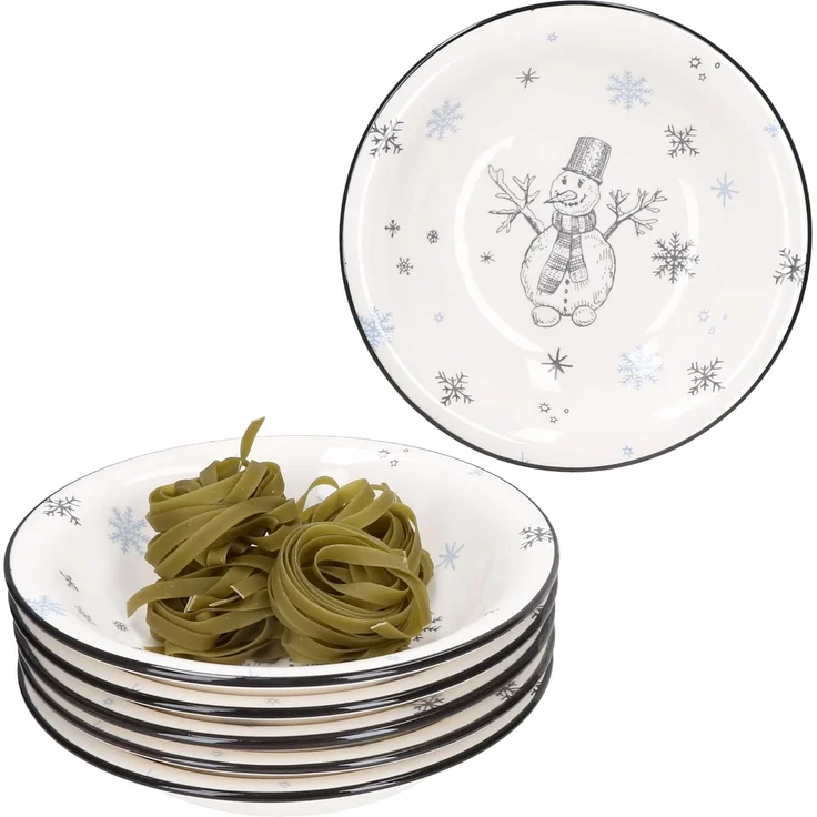 MamboCat Suppenteller 6x Olove Suppenteller Schneemann Steingut Teller tief Weihnachten – Bild 1