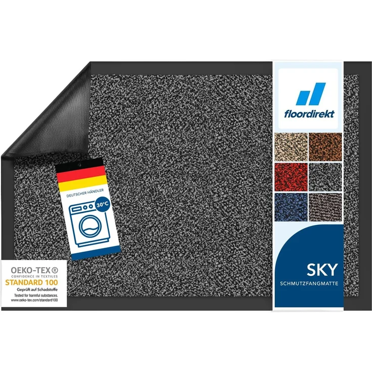 Floordirekt Schmutzfangmatte Rhine - waschbare & leistungsstarke Fußmatte - Sauberlaufmatte mit Rutschfester Rückseite - Türmatte für den Eingangsbereich (Anthrazit (meliert), 40x60 cm)