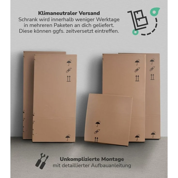 mokebo Kleiderschrank Der Grenzenlose (3-Türig & 3 Schubladen) Garderobenschrank, Schlafzimmerschrank oder Schrank groß in Weiß – Bild 3