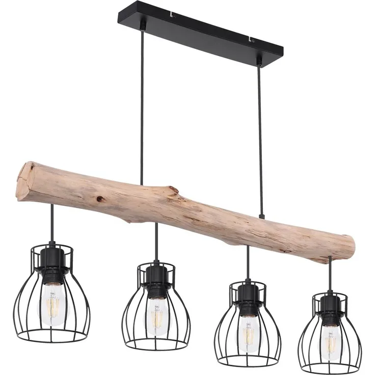 RGB LED Hängeleuchte, Gitter Design, Holz, H 140 cm, MINA