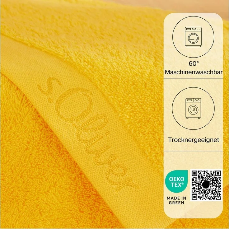 s.Oliver Handtuch, Walkfrottier (1-St), besonders weich und saugfähig, Gelb, 30x50 cm – Bild 3