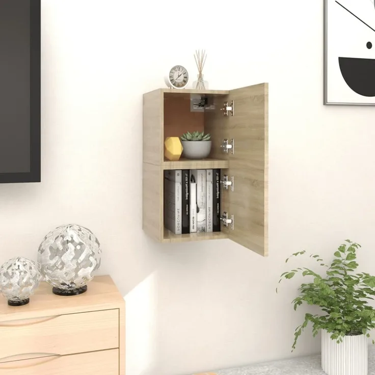 vidaXL TV-Wandschränke 2 Stk. Sonoma-Eiche 30,5x30x30 cm 804491