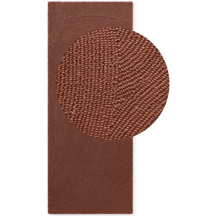 Hanse Home Wollteppich Calmio - Natur Wohnzimmerteppich - Handgetuftet - Hygge Skandi, Boho Teppich Wolle für Wohnzimmer, Schlafzimmer, Esszimmer, Flur - Rot Braun, 80x300 cm – Bild 2