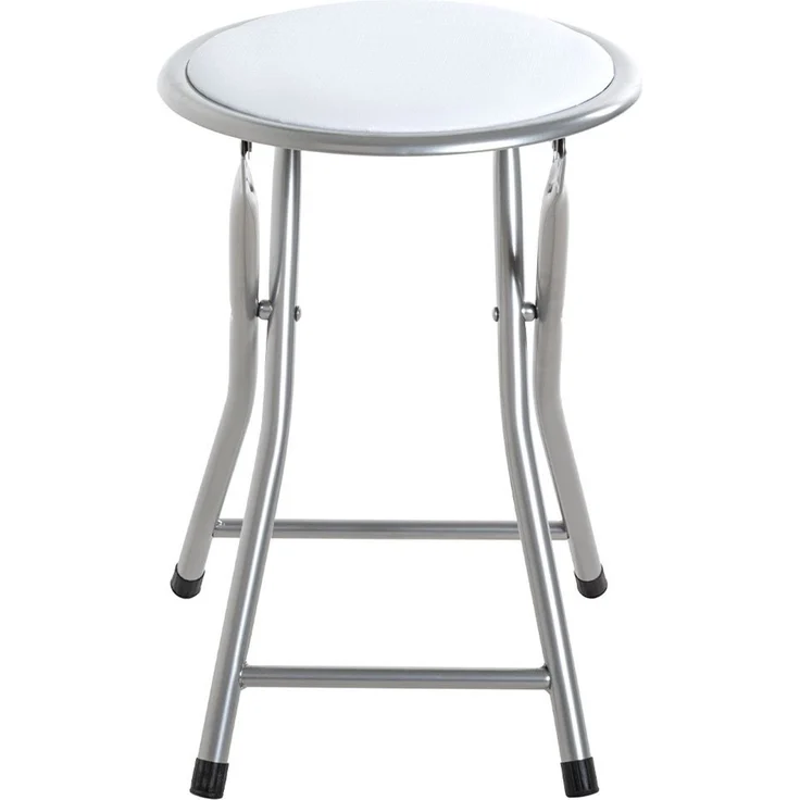 Klapphocker Olga / Ouzo, Kunstleder, Metall, Silber, Weiß, 30 x 45 x 30 cm – Bild 2