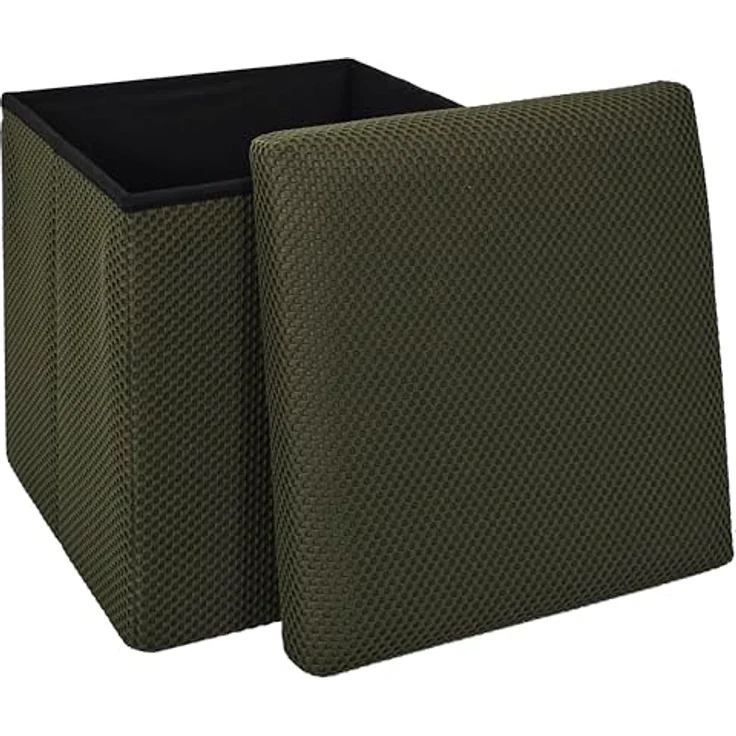 HOME DECO FACTORY, HD0507, Faltbare Ottoman-Truhe, modernes Design, multifunktional, praktische Aufbewahrung, optimaler Komfort, einfache Wartung, Khaki, 38x38 cm – Bild 4