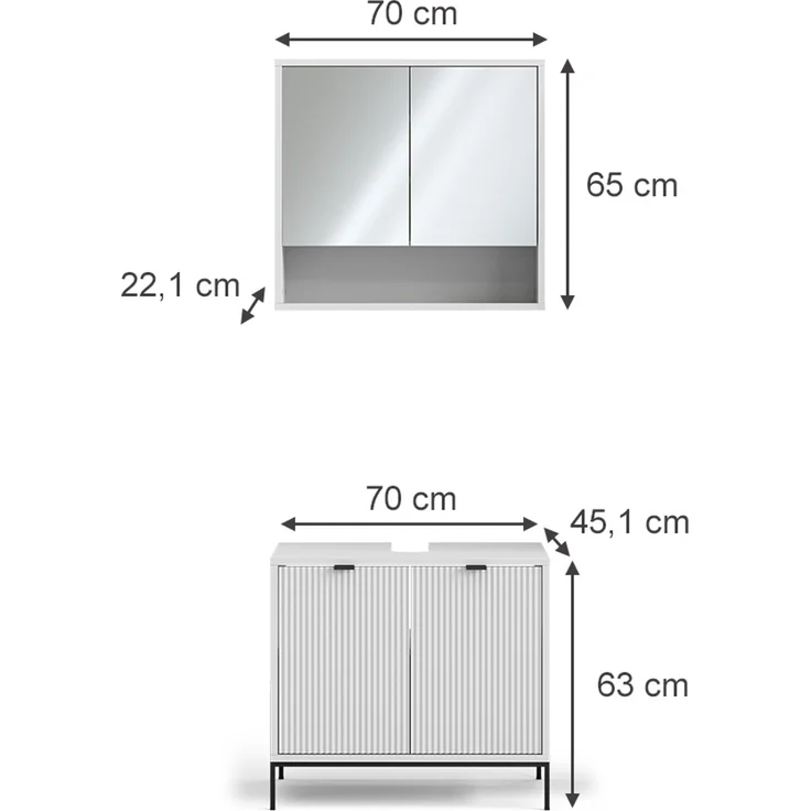 Badmöbel-Set Eliza Weiß 2-teilig Vicco – Bild 3