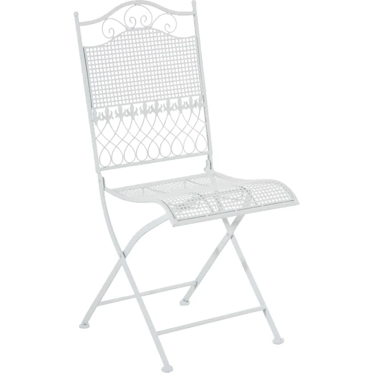 2er Set Gartenstühle DALLAS - Metall Weiß 41x50x91 cm | Gartenstuhl Klappbar Klappstühle Metall Terrassenstuhl Antik Verzierung Stühle Garten Balkon – Bild 2