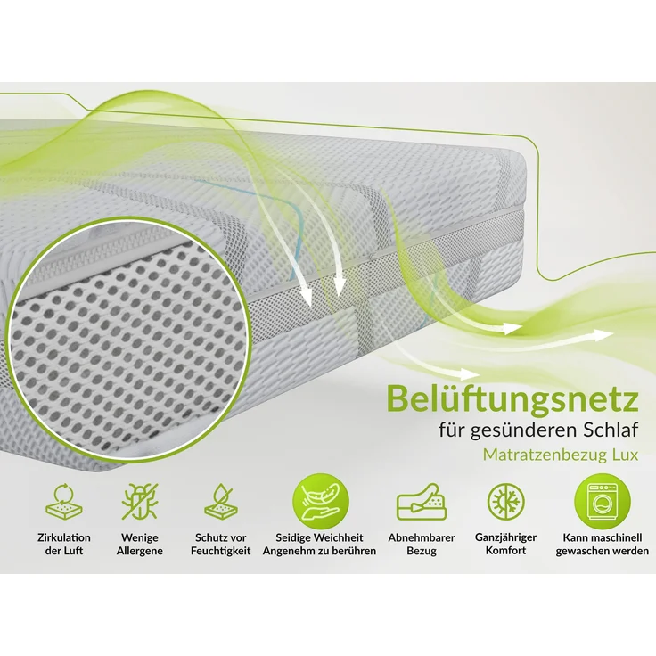 Klassische Bonellmatratze mit symmetrischem Aufbau, Komfortschaum & stabiler Federung – langlebig & hygienisch – Härtegrad H3 – 200 x 200 cm – VENA – APRI – Bild 6