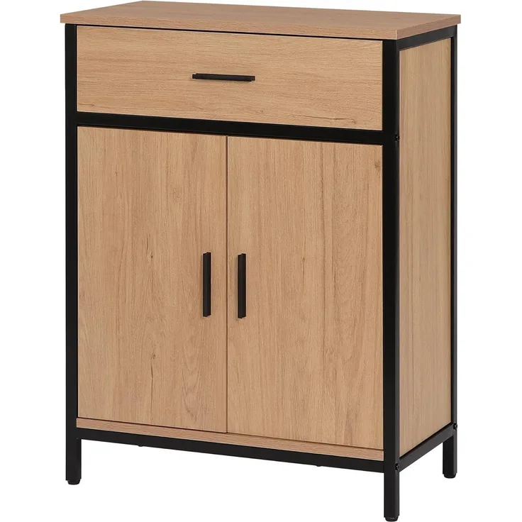 EUGAD Badezimmerschrank mit 1 Schublade 2 Türen, freistehender Badschrank, Badkommode mit verstellbarem Regal, Aufbewahrungsschrank für Wohnzimmer Küche Flur, 60 x 80 x 30 cm