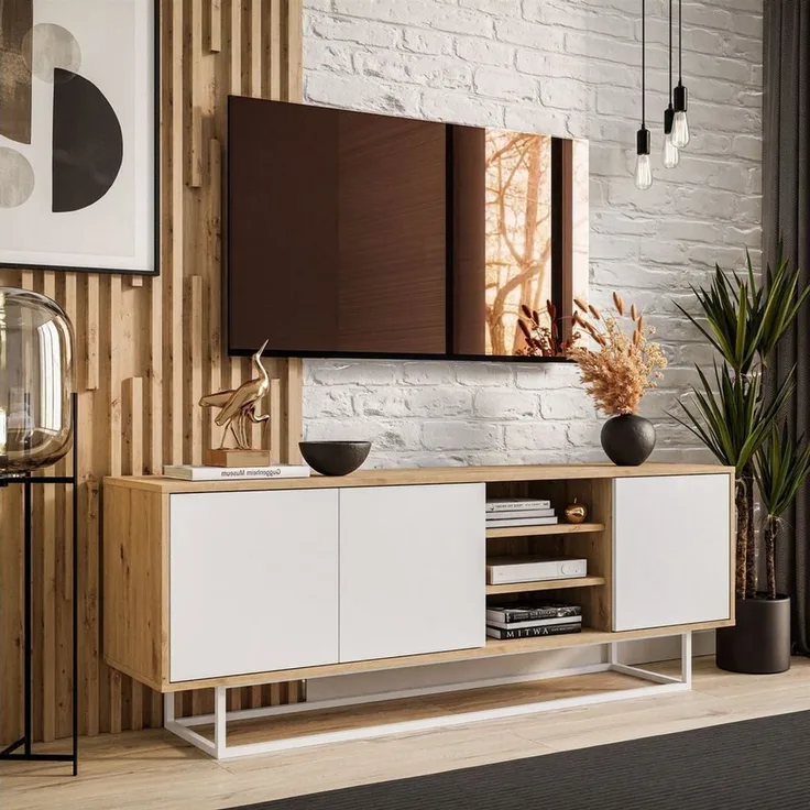 Lookway TV-Schrank SANAYI LOFT mit Ablagen und Metallgestell