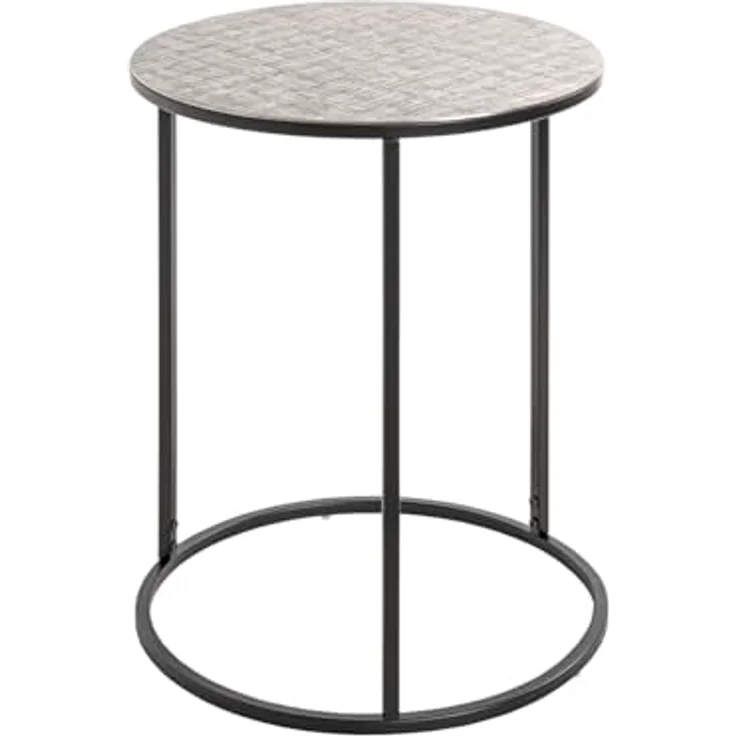 XXXL Beistelltisch, Metall, rund, Schwarz und Silber, 46x60x46 cm für Wohnzimmer – Bild 4