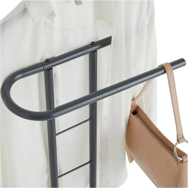 IDIMEX Herrendiener CAMILO, Stummer Diener Kleiderablage mit Hosenbügel aus Metall Grau – Bild 2